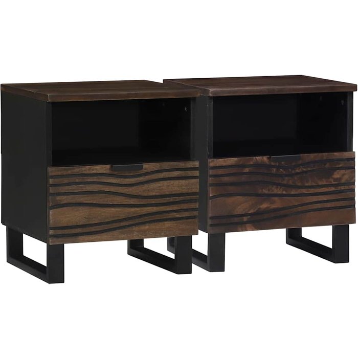 Armario de noche con cajón 2 pcs nogal 40 x 33 x 46 cm