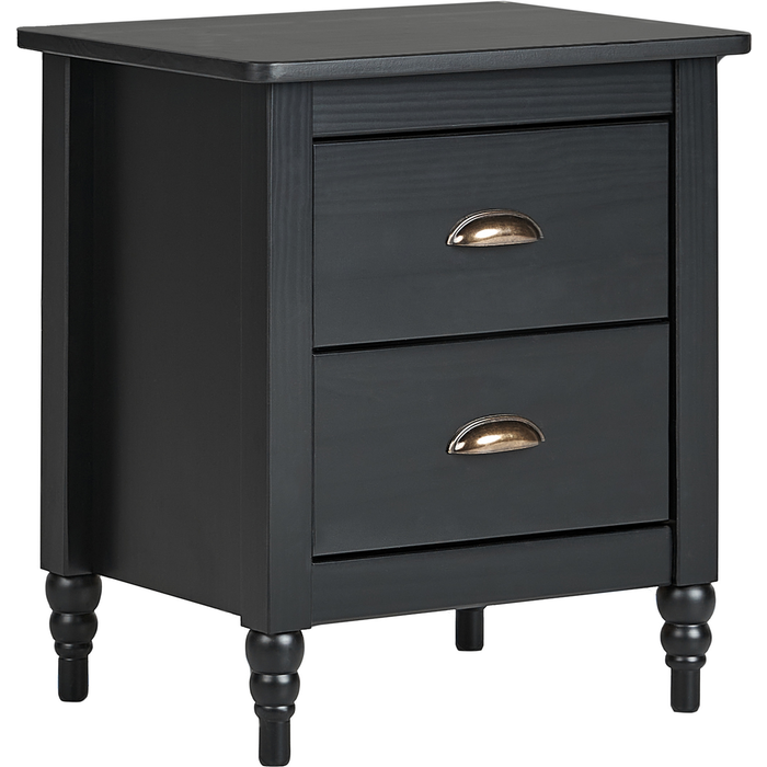 Beliani mesita de noche 2 cajones shillington madera de pino negro