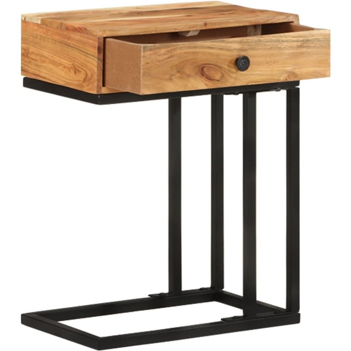 Mesa auxiliar forma de u madera maciza de acacia 45x30x61 cm - comfortxl