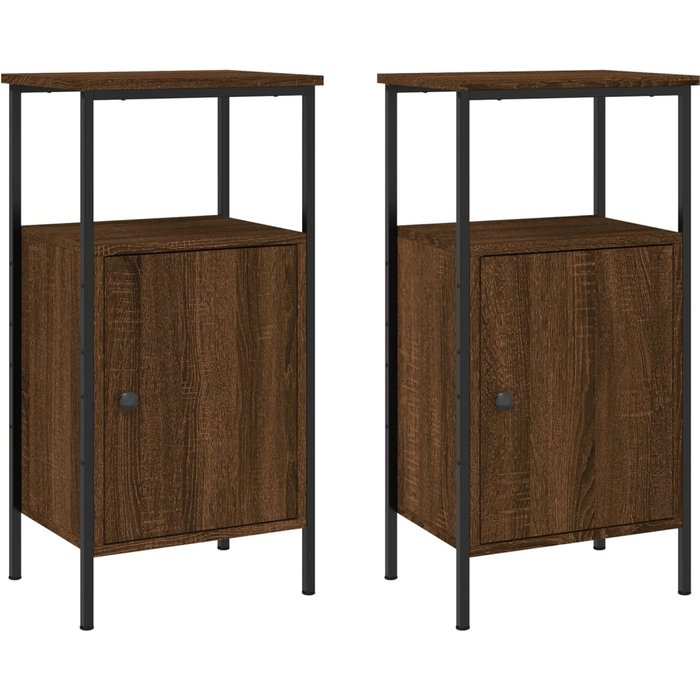 Mesitas de noche 2 piezas roble marrón 41x31x80 cm madera contrachapada