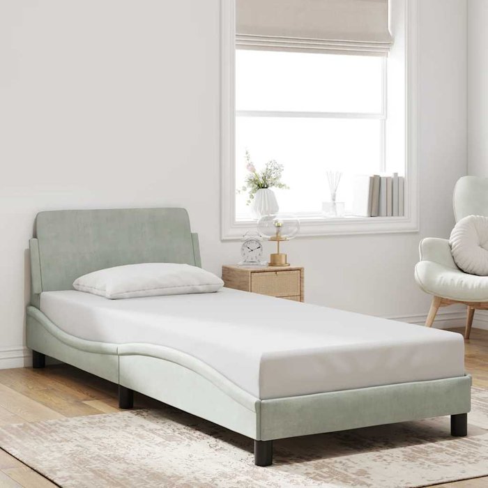 Estructura de cama dover terciopelo gris claro 80x200 cm