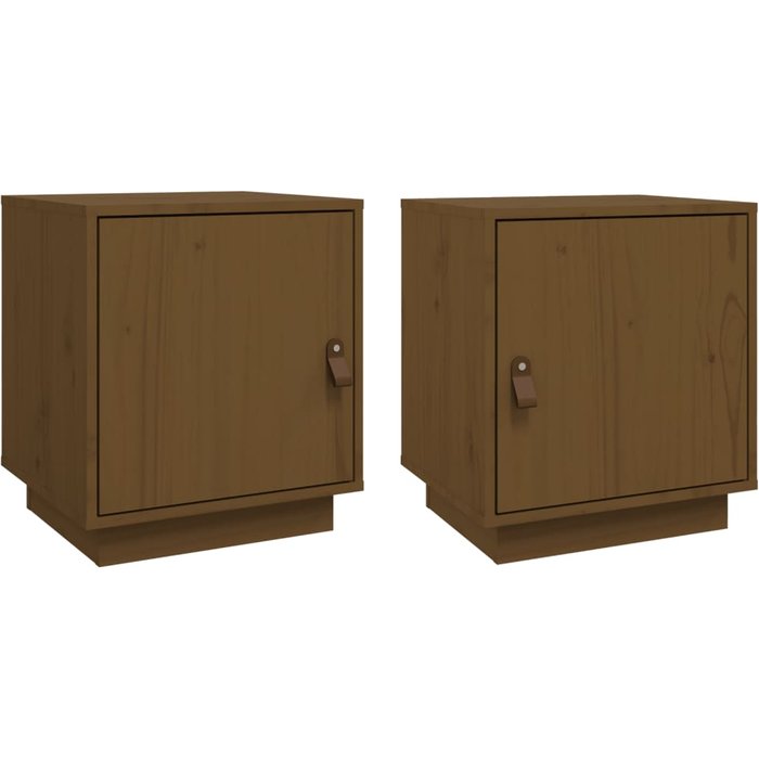 Mesitas de noche 2uds marrón miel 40x34x45cm madera maciza de pino