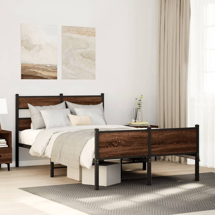 Estructura de cama sin colchón madera marrón roble 120x200 cm vidaxl