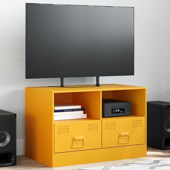 Mueble para tv de acero amarillo mostaza 67x39x44 cm vidaxl
