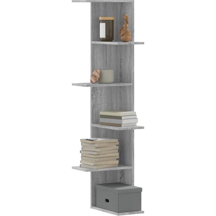 Estante esquinero de pared de madera de ingeniería sonoma grey