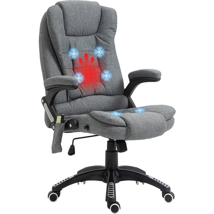 Silla de masaje vinsetto lino, espuma gris 68x72x120 cm