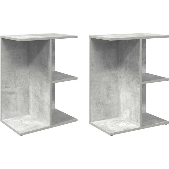 Mesitas de noche 2 uds contrachapada gris hormigón 46,5x29x61cm - comfortxl