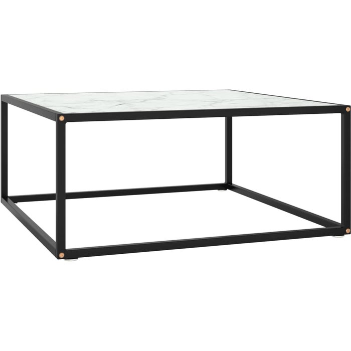 Mesa de centro negra con vidrio de mármol 80x80x35 cm