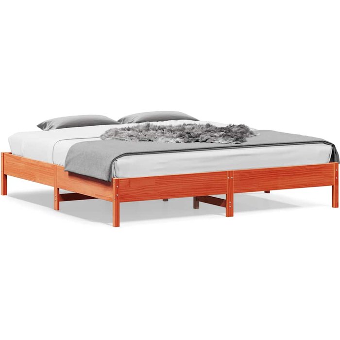 Cama sin colchón madera maciza de pino marrón cera 180x200 cm vidaxl