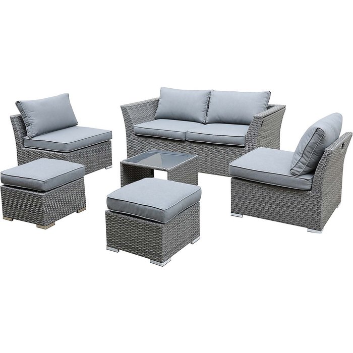 Buy Bambrick 6 Seater Grey Garden Sofa Set Online in the UK | Kasera
