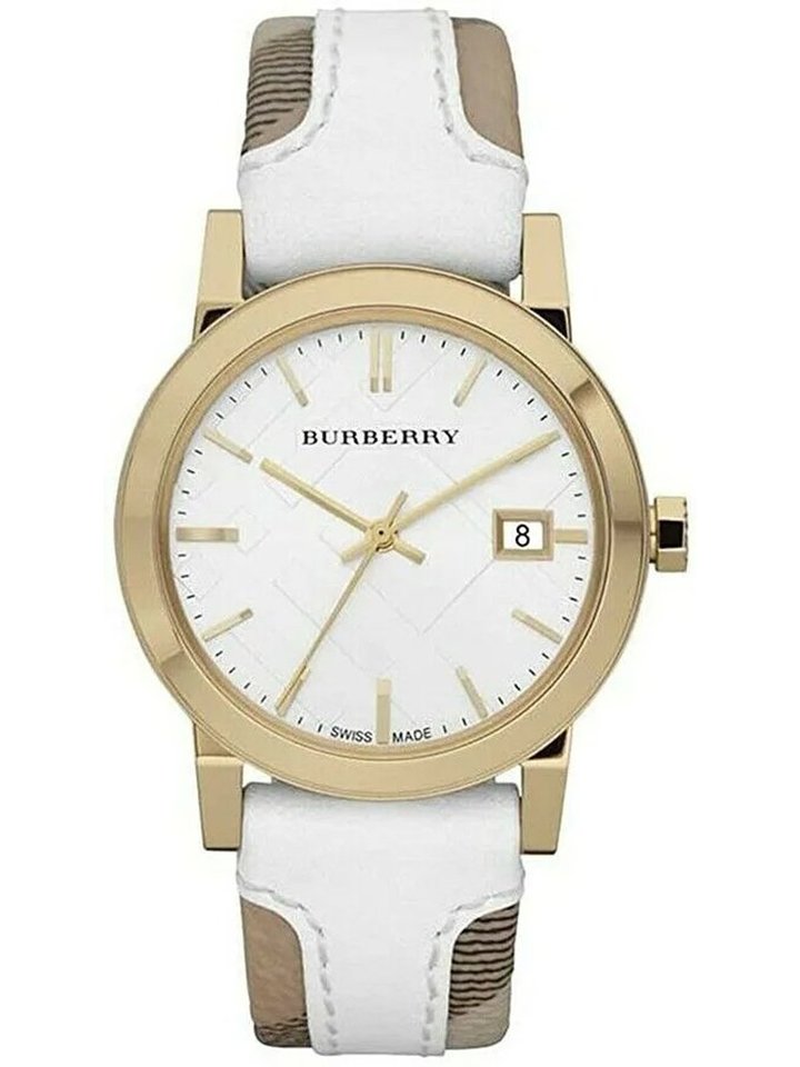 Burberry Burberry BU9110 Leather White Large Check Women's Watch, view 1