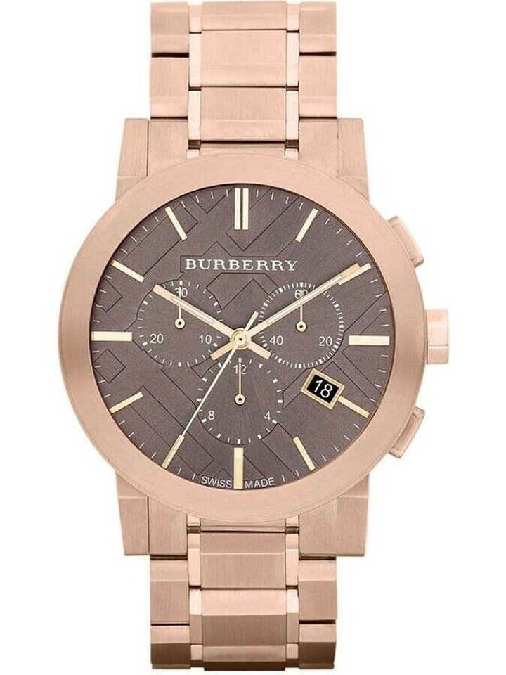 Burberry Burberry BU9353 Taupe Chronograph Dial Rose Gold Plated Steel Men's Watch, view 1