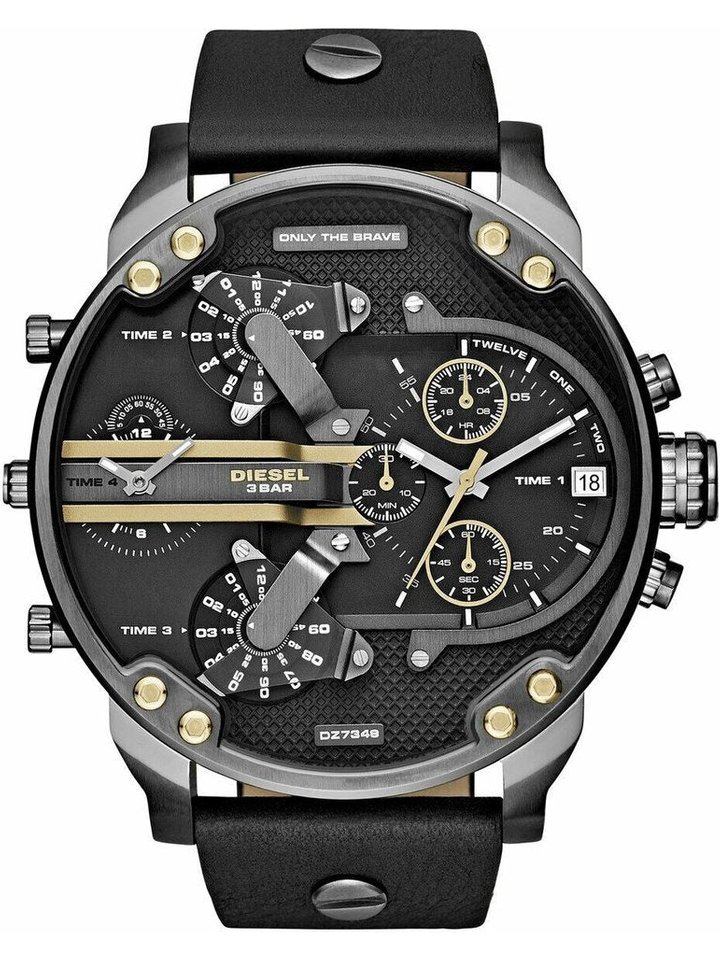 Diesel Diesel DZ7348 Mr. Daddy 2.0 Black Dial Black Leather Men's Watch, view 1