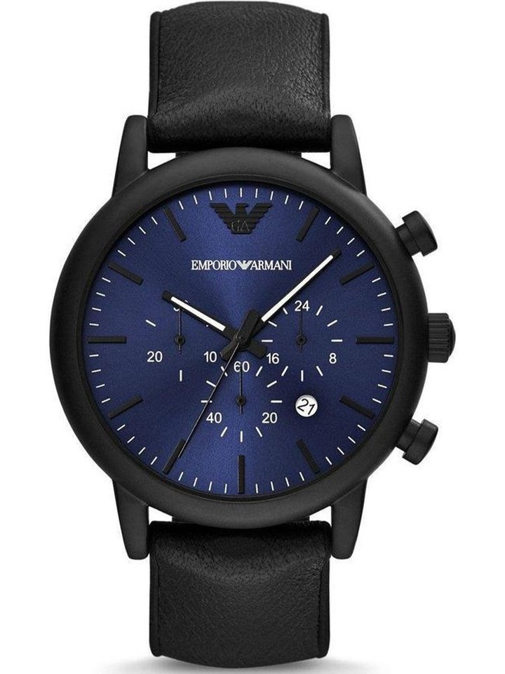 Emporio Armani Emporio Armani AR11351 Chronograph Black Leather Men's Watch, view 1
