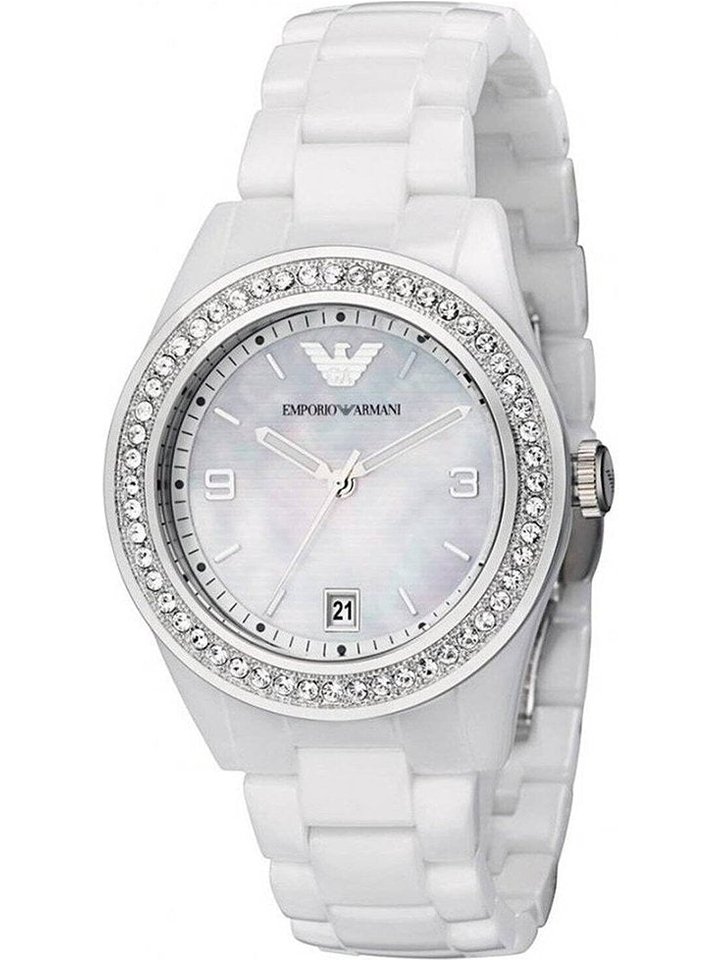 Emporio Armani Emporio Armani AR1426 White Ladies Ceramica Watch, view 1