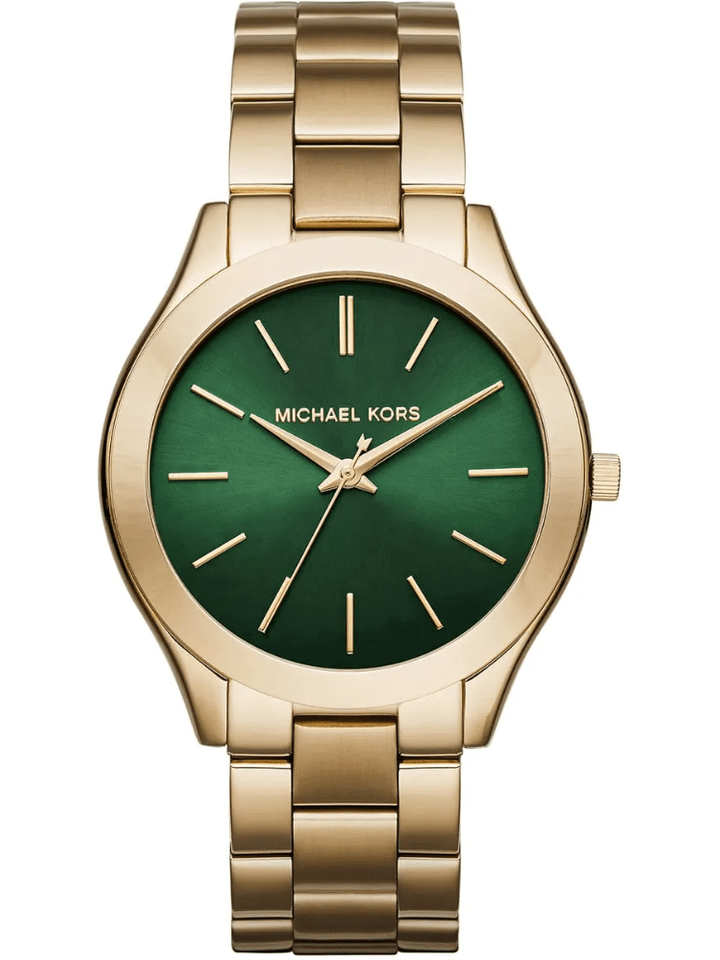 Michael Kors Michael Kors MK3435 Slim Runway Green Dial Gold-Tone Ladies Watch, view 1