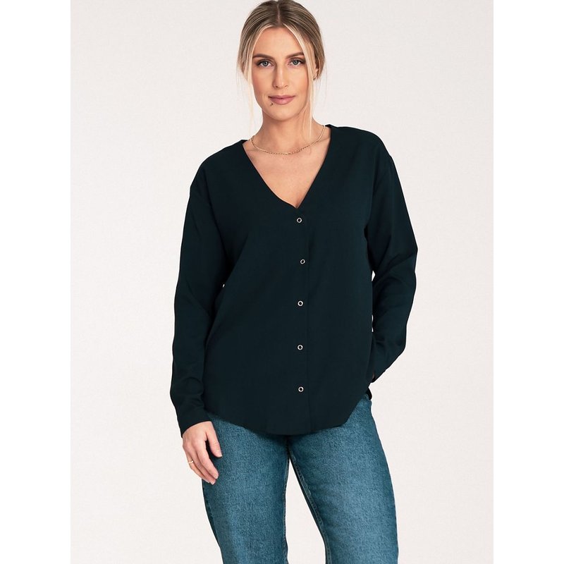 Long sleeve shirt model 204327 Figl - S - Navy blue