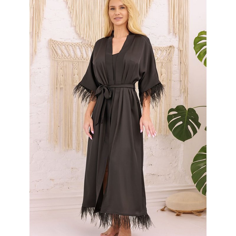 Long bathrobe model 218886 Kalimo - L - Black