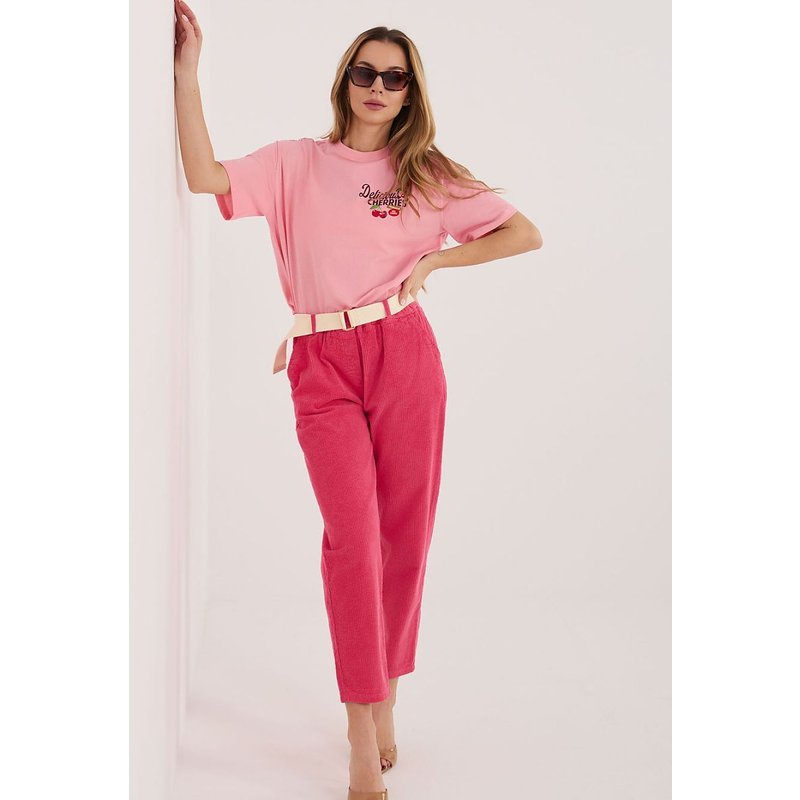 corduroy trousers model 226483 Italy Moda - ONE-SIZE-FITS-ALL - Pink