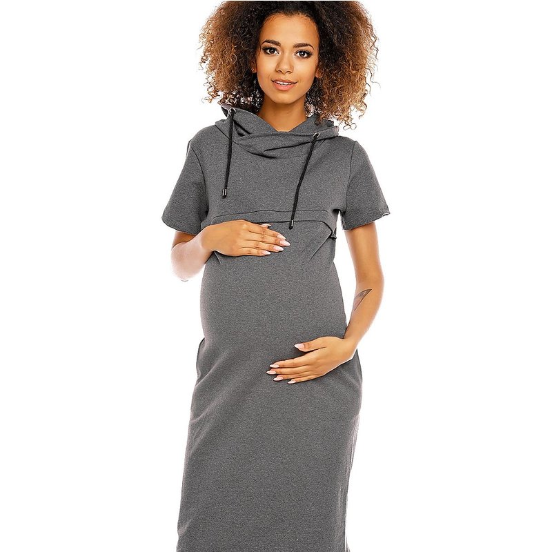 Pregnancy dress model 94426 PeeKaBoo - M - Grey