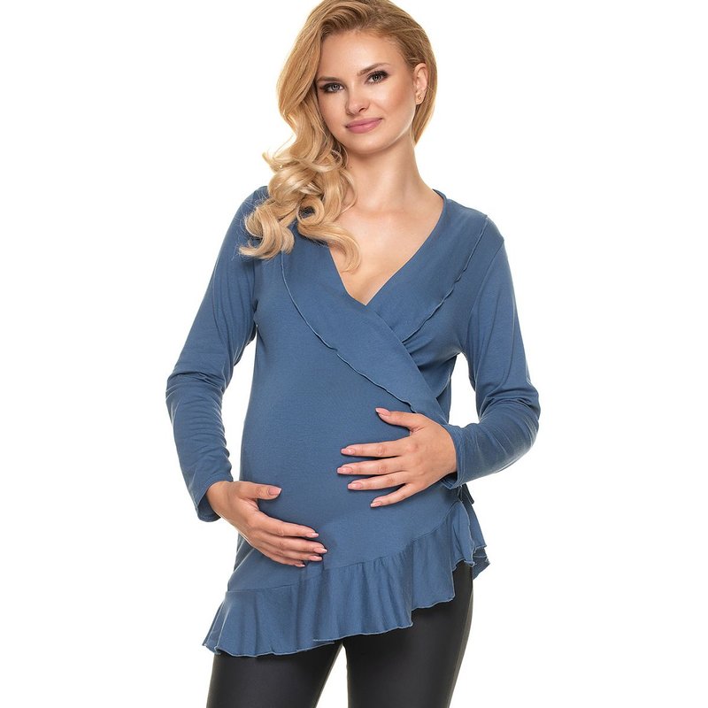 Maternity blouse model 157823 PeeKaBoo - S/M - Blue