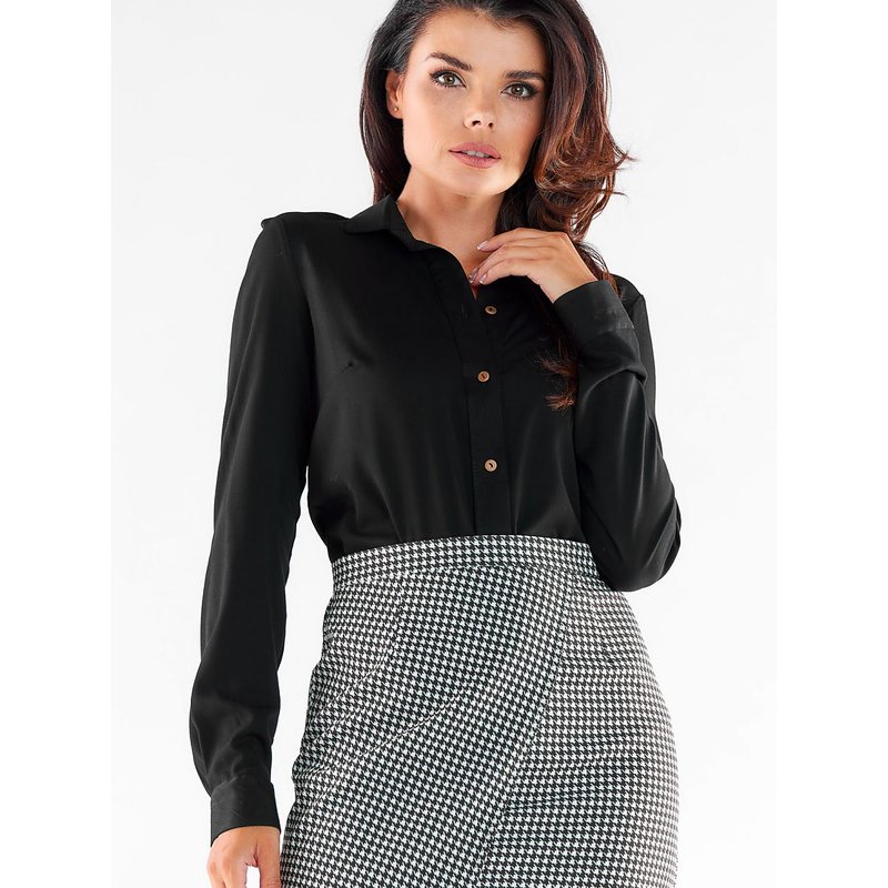 Long sleeve shirt model 173919 awama - L - Black
