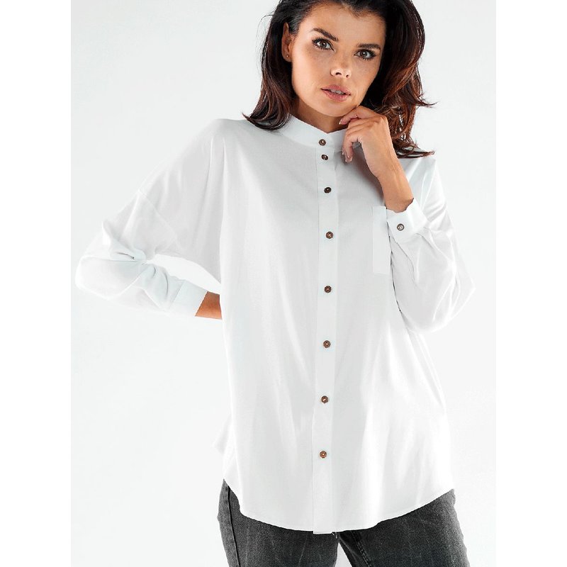 Long sleeve shirt model 173921 awama - S/M - White