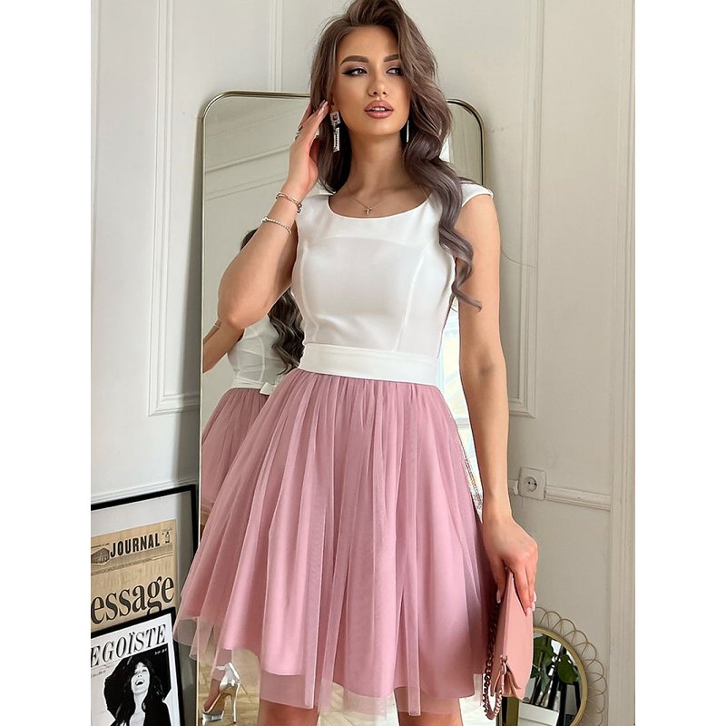 Evening dress model 177810 Bicotone - 40 - Pink