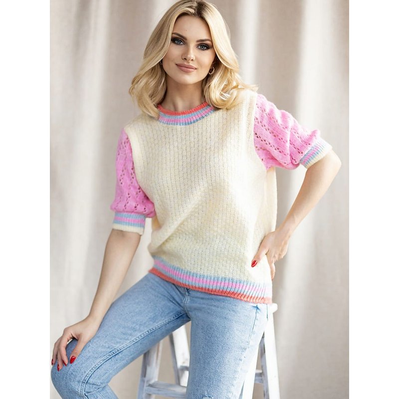 Short sleeve sweater model 178640 PeeKaBoo - ONE-SIZE-FITS-ALL - Yellow