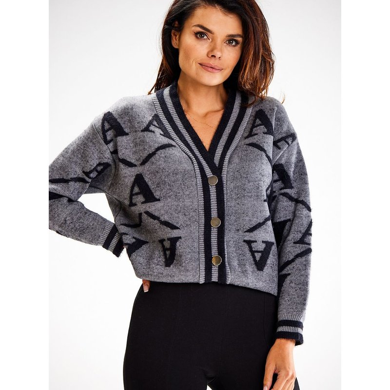 Cardigan model 187124 awama - ONE-SIZE-FITS-ALL - Grey