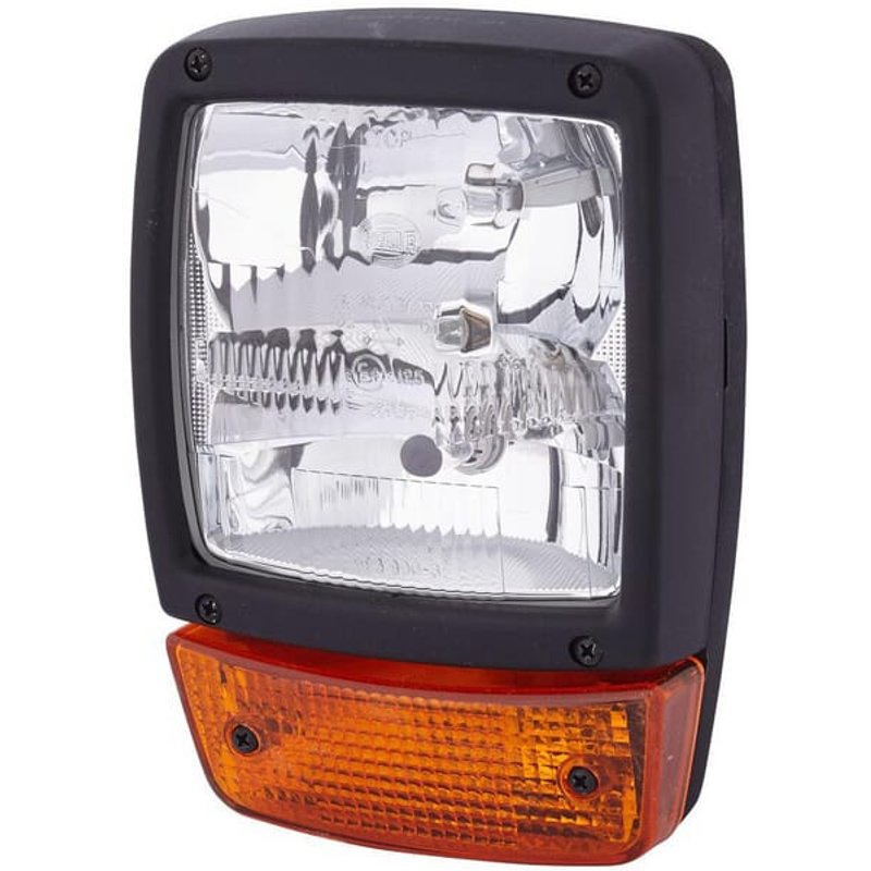 Hella Headlight Halogen, square, 12V, transparent/amber, bolt on, 212x150xAMP 6-pin, 1SA996120471