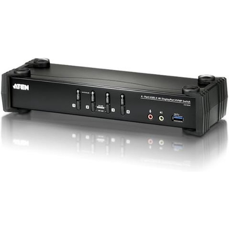 ATEN 4-Port USB 3.1 Gen 1 4K DisplayPort 1.2 KVMP Switch with Audio (KVM cables included)