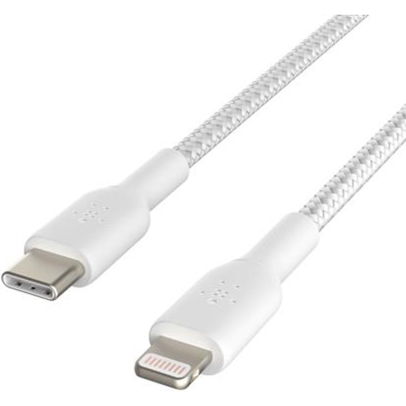 Belkin BoostCharge Braided Lightning to USB-C Cable 1 Metre White, none