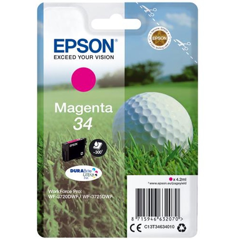 Epson Golf ball 34 DURABrite Ultra Single Magenta Ink Standard Yield Magenta Pigment-based ink 4.2 ml 1 pc(s) Single pack