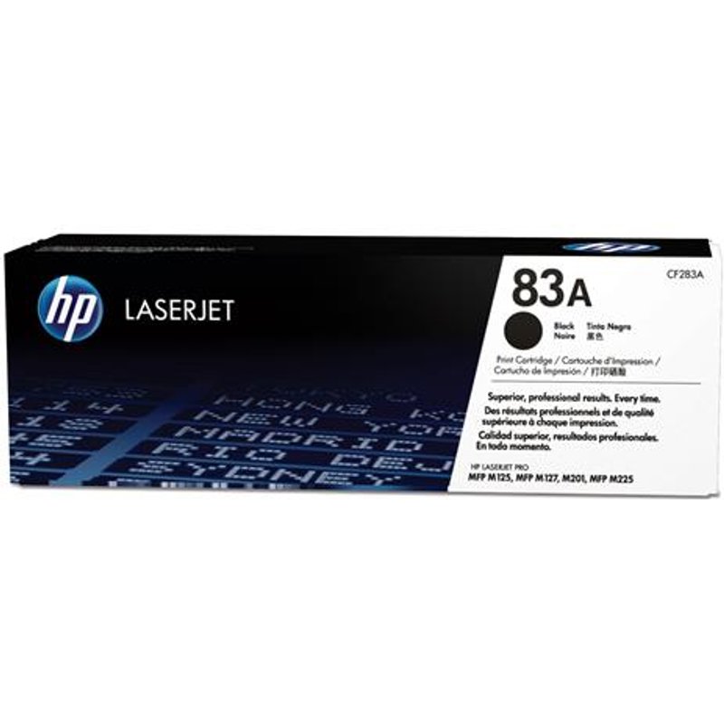HP 83A Black Original LaserJet Toner Cartridge. Black toner page yield: 1500 pages Printing colours: Black Quantity per pack: 1 pc(s)