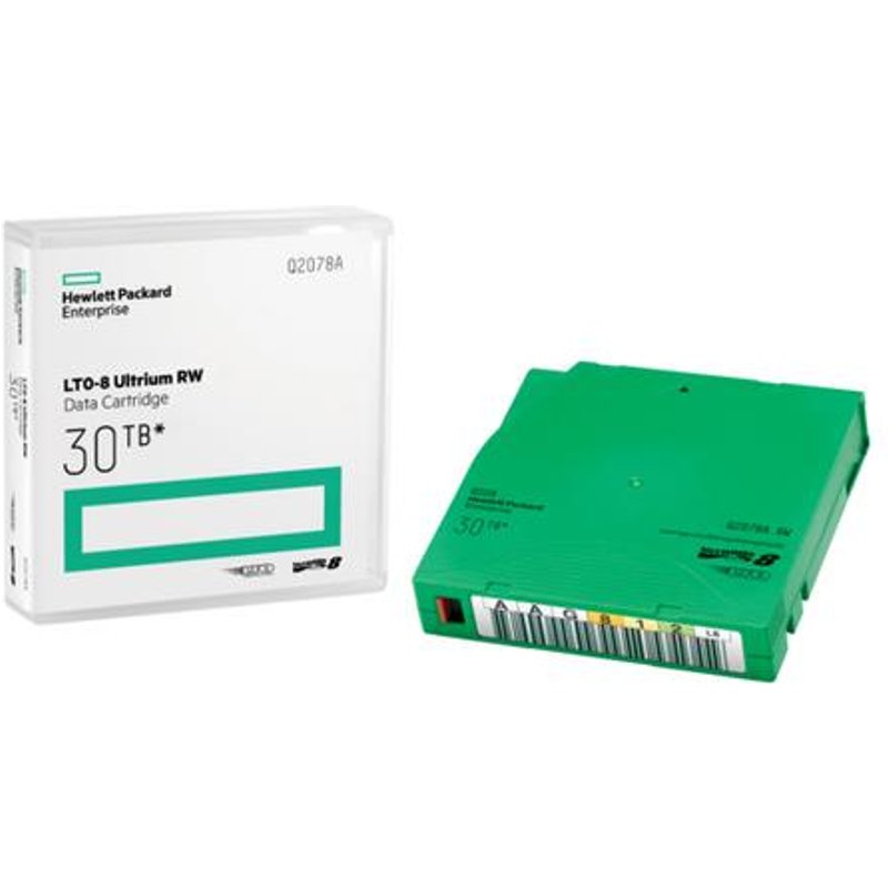 HP LTO-8 Ultrium 30TB RW Data Cartridge. Product type: Blank data tape Media type: LTO Native capacity: 12 TB. Data transfer rate: 700 Mbit/s. Tape size: 1.26 cm Tape length: 960 m Tape thickness: 5.6 m