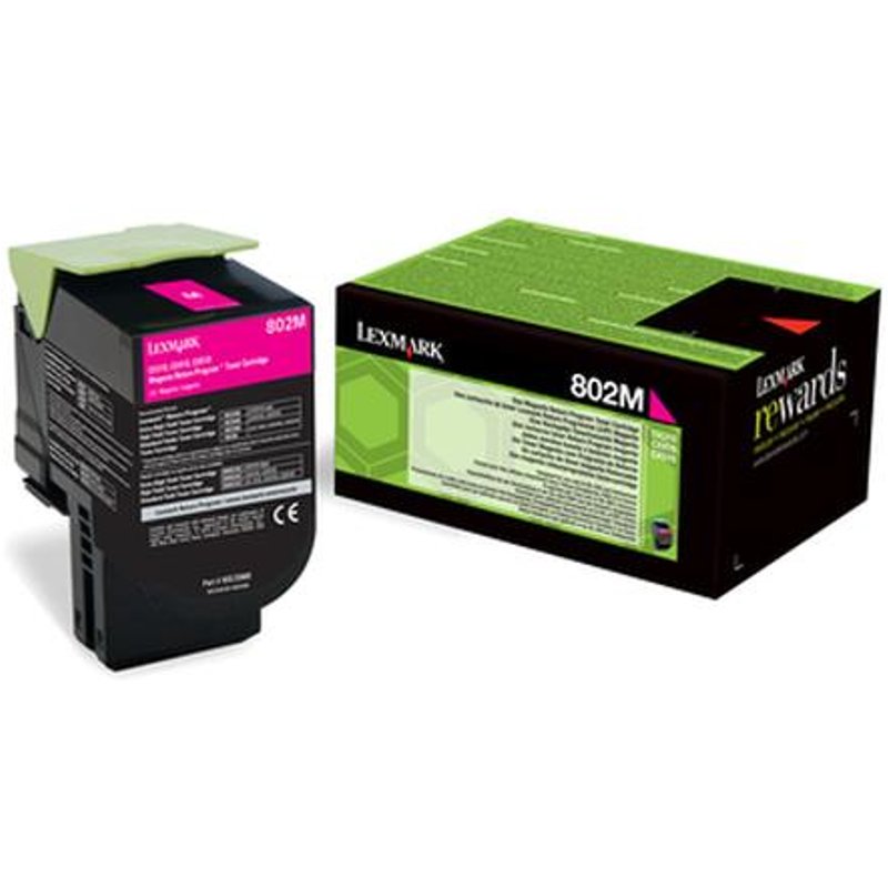 Lexmark 802M. Colour toner page yield: 1000 pages Printing colours: Magenta Quantity per pack: 1 pc(s)