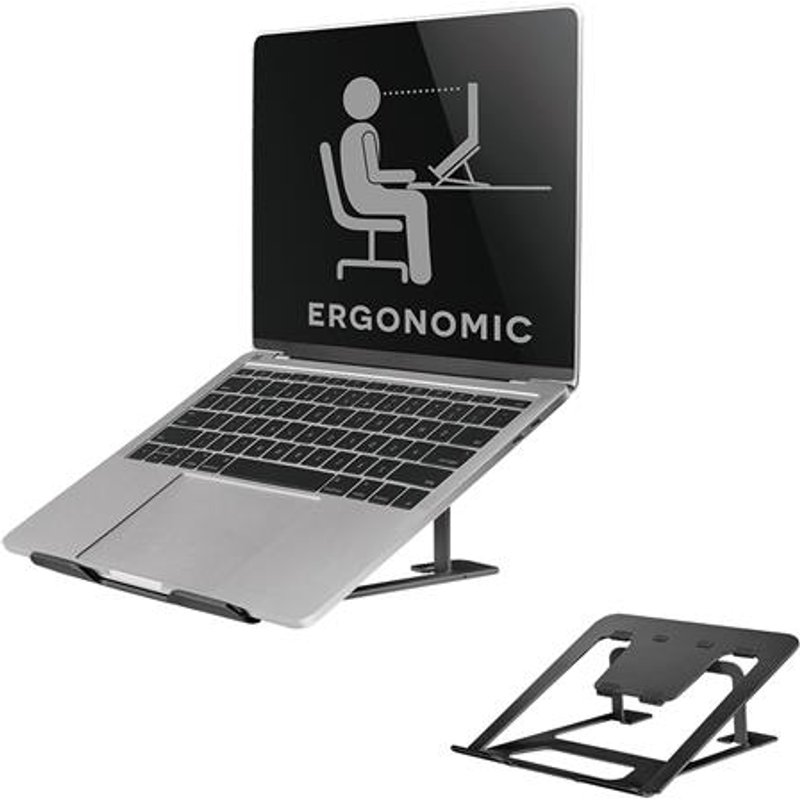 Neomounts NSLS085BLACK Laptop stand 10-17" - foldable - compact - universal Laptop stand Black Aluminium 25.4 cm (10") 43.2 cm (17") 254 - 431.8 mm (10 - 17")