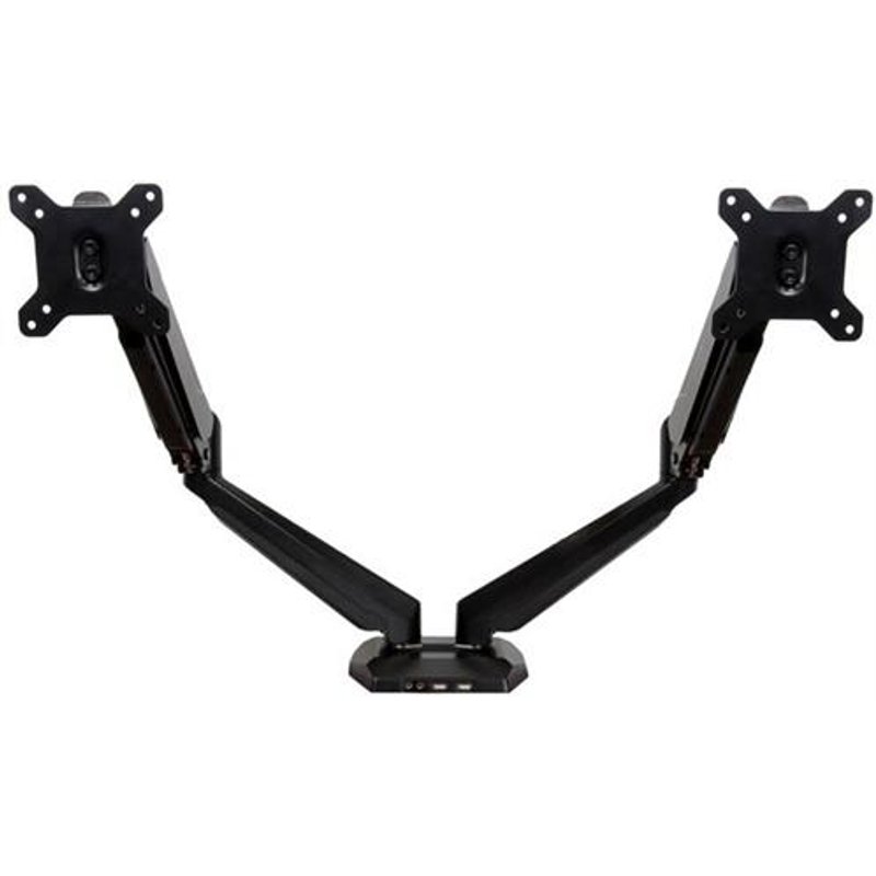 StarTech.com Desk Mount Dual Monitor Arm with USB & Audio Desk Clamp VESA Mount for up to 32" (17.6lb/8kg) Displays Ergonomic Full Motion Dual Monitor Arm - Black Clamp 8 kg 30.5 cm (12") 76.2 cm (30") 100 x 100 mm Black