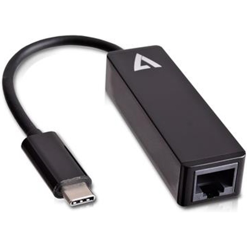 V7 Black USB Video Adapter USB-C Male to RJ45 Male 3.2 Gen 1 (3.1 Gen 1) USB Type-C