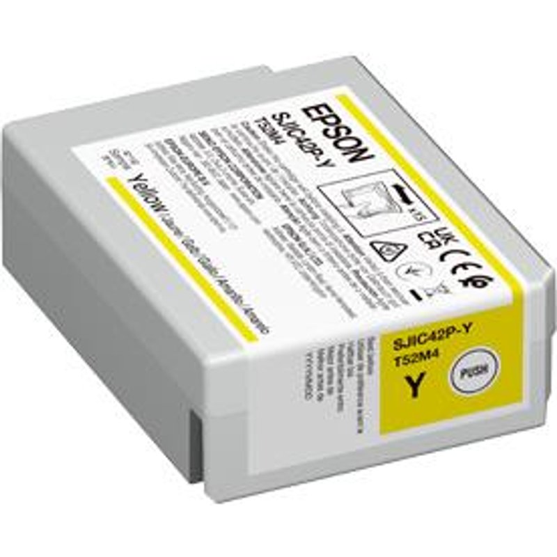 Epson SJIC42P-Y Ink cartridge for ColorWorks C4000e ( Yellow). Supply type: Single pack Colour ink volume: 50 ml Printing colours: Yellow Quantity per pack: 1 pc(s)