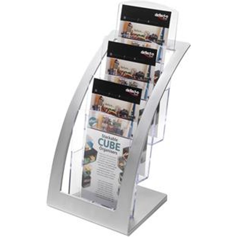 Deflecto 693645 literature rack 3 shelves Silver Transparent