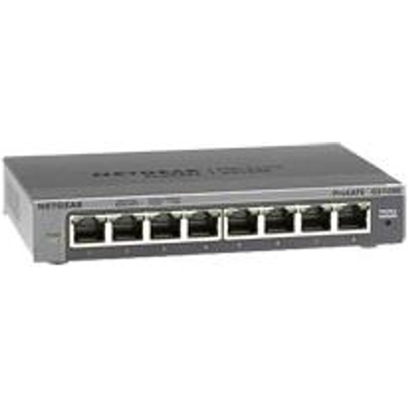 NETGEAR GS108E. Switch type: Managed Switch layer: L2/L3. Basic switching RJ-45 Ethernet ports type: Gigabit Ethernet (10/100/1000) Basic switching RJ-45 Ethernet ports quantity: 8