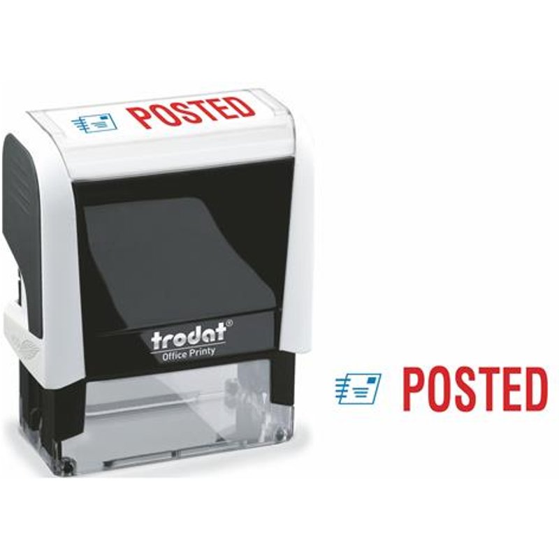 Trodat Office Printy 4912 Self Inking Word Stamp Posted 46X18mm Blue/Red Ink - 77303