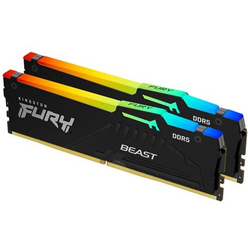 Kingston Technology FURY Beast 16GB 6000MT/s DDR5 CL36 DIMM (Kit of 2) RGB EXPO. Component for: PC Internal memory: 16 GB Memory layout (modules x size): 2 x 8 GB Internal memory type: DDR5 Memory form factor: 288-pin DIMM CAS latency: 36
