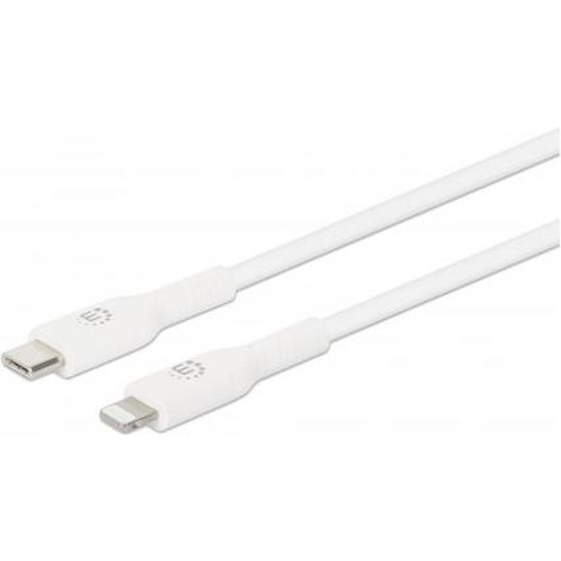 Manhattan USB-C to Lightning Cable Charge & Sync 1m White For Apple iPhone/iPad/iPod Male to Male MFi Certified (Apple approval program) 480 Mbps (USB 2.0) Hi-Speed USB Lifetime Warranty