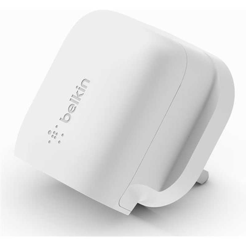 Belkin WCA006myWH. Charger type: Indoor Power source type: AC Charger compatibility: Smartphone USB Type-C ports quantity: 1 Fast charging Power protection features: Over voltage Under voltage. Product colour: White