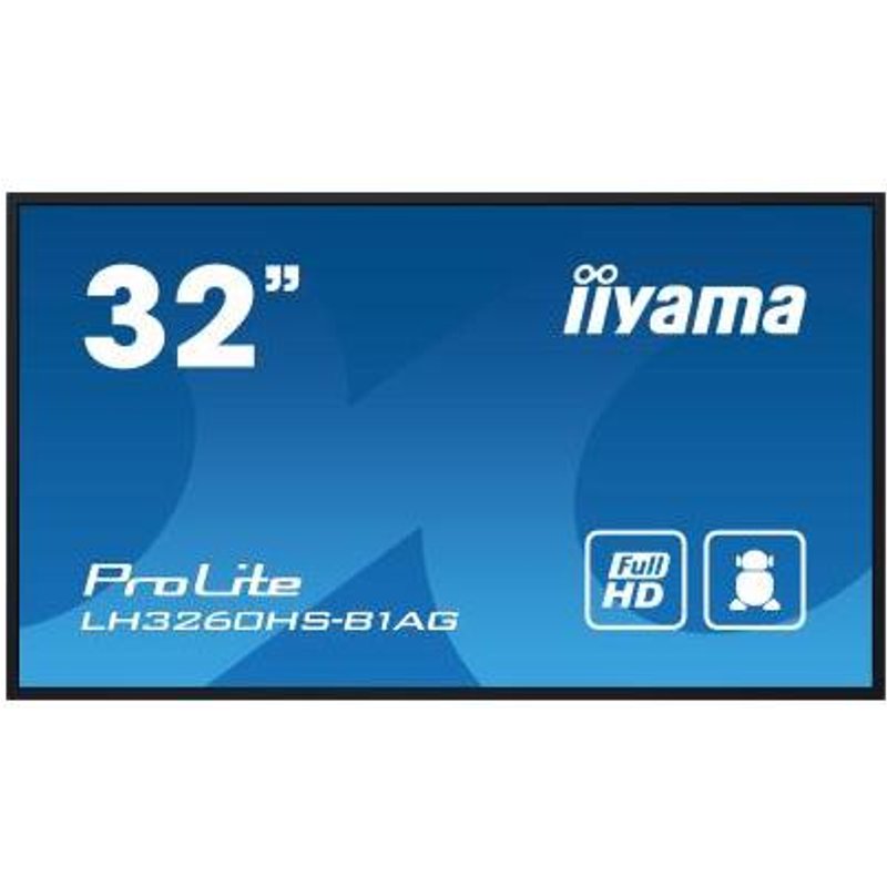 iiyama LH3260HS-B1AG Signage Display Digital A-board 80 cm (31.5") LED Wi-Fi 500 cd/m Full HD Black Built-in processor Android 11 24/7