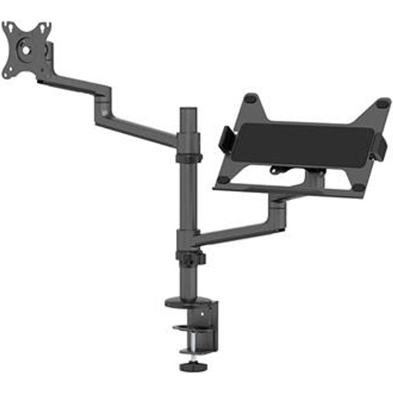 Neomounts DS20-425BL2 Monitor arm with laptop holder 17-27" - space saving Clamp/Grommet 8 kg 43.2 cm (17") 68.6 cm (27") 100 x 100 mm Black