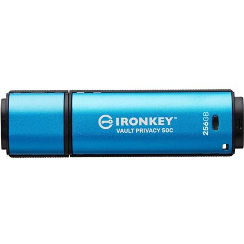 Kingston Technology IronKey 512GB USB-C Vault Privacy 50C AES-256 Encrypted FIPS 197 512 GB USB Type-C 3.2 Gen 1 (3.1 Gen 1) 310 MB/s Cap Black Blue